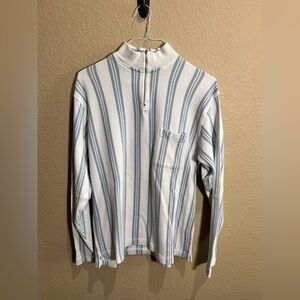 Banana Republic Blue and White Zip Pullover